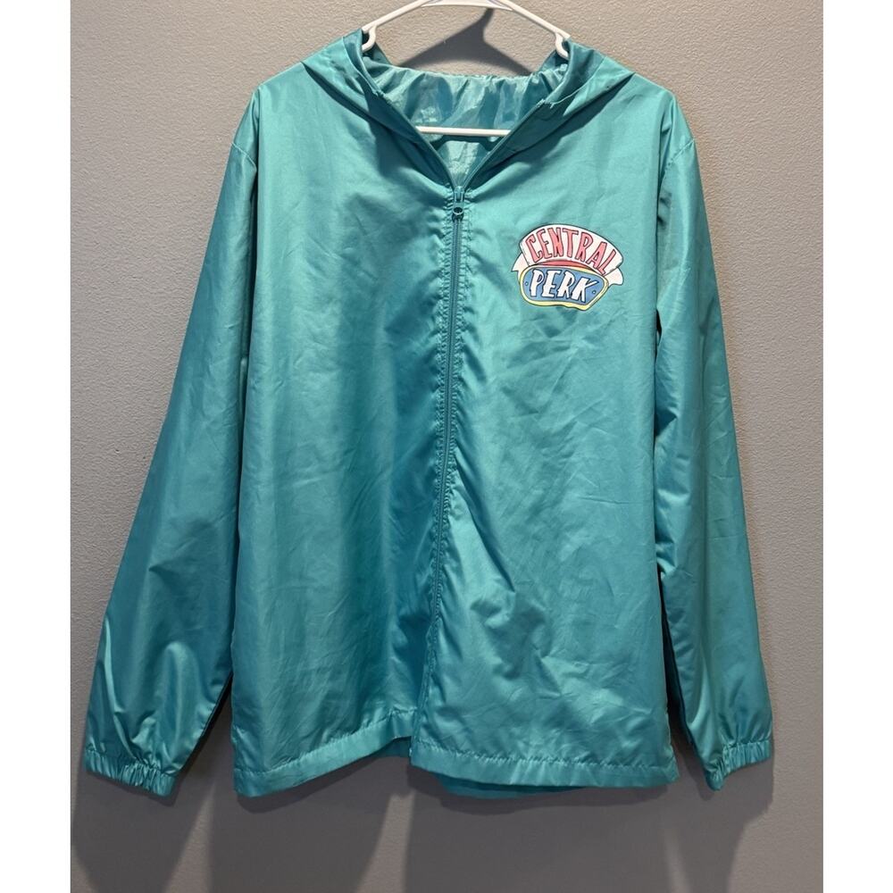Friends Central Perk Jacket Women's Size M Green Windbreaker